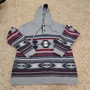 American Eagle Woven Mens Sweater Red, Blue, and Gray Size Small
